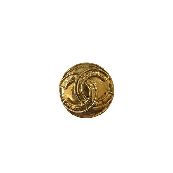 Chanel Vintage CC logo 24K gold plated BROOCH Pin*94P date code*BRIGHT & SHINY - Picture 1 of 3